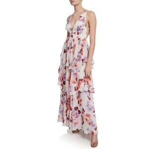 Fame And Partners Tiered Georgette Dress Women 0 Ivory Fairycore Romantic Spring